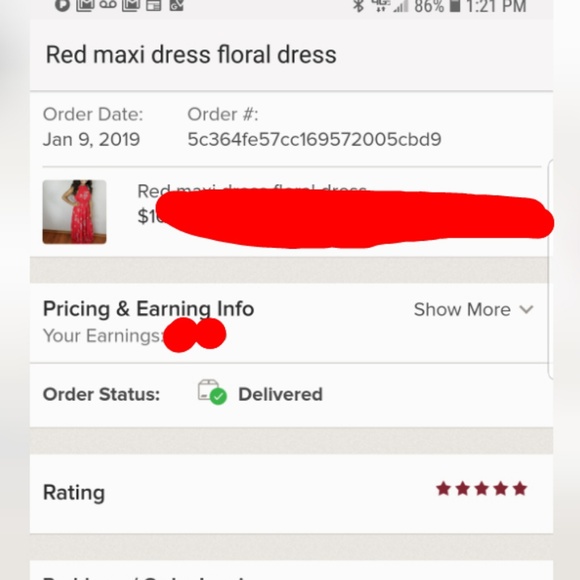 Red maxi dress floral dress - Picture 3 of 4